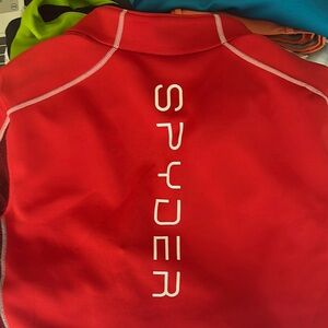 Spyder Red and Burgundy Quarter-Zip Top